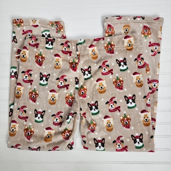 Daydream Plush Ultra Soft Women's Tan Christmas Puppy Pajama Pants Size XL NWT - Picture 6 of 11